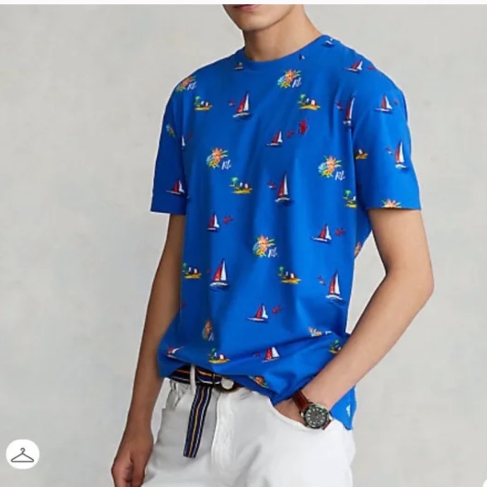NWT Polo Ralph Lauren Classic-Fit Tropical Print Jersey Short-Sleeve Tee - Picture 2 of 5
